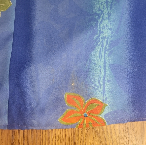 Vintage 80s Panache Floral Pleated Dress Blue Spring Size 14 Made in Canada A53 - Picture 14 of 15